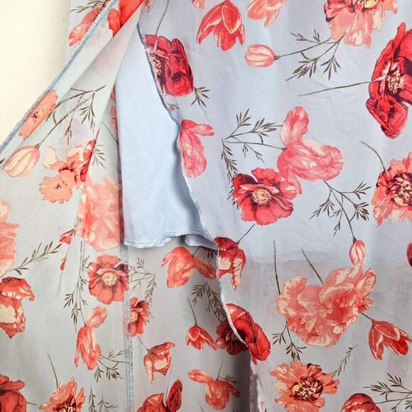 Charlotte Russe Womens Med Floral Maxi Dress Wrap Detail Flutter Sleeves Flowy - Picture 7 of 10